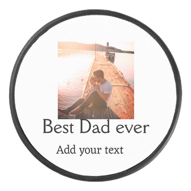 Disco De Hockey Mejor papá jamás agregar nombre imagen padres día  (Anverso)