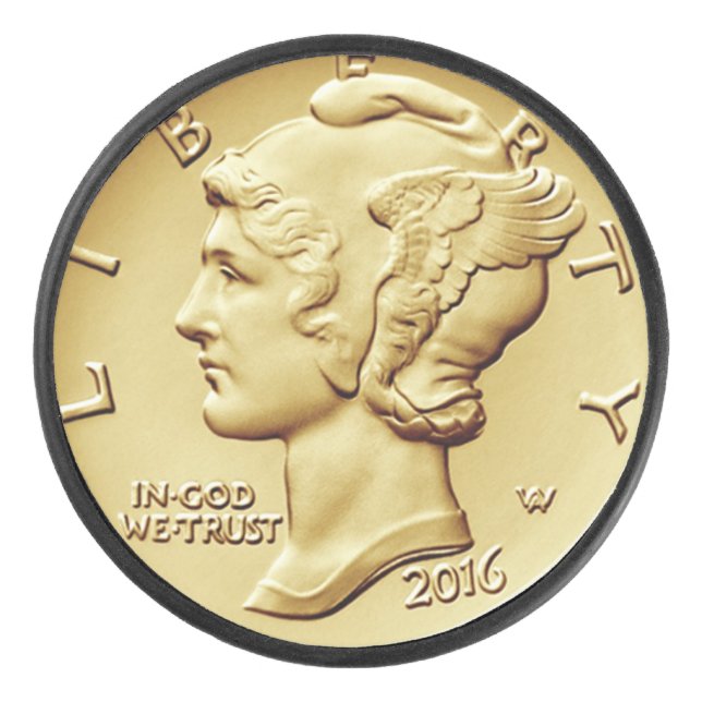 Disco De Hockey Mercury Dime Centennial Gold Coin Image ~ (Anverso)