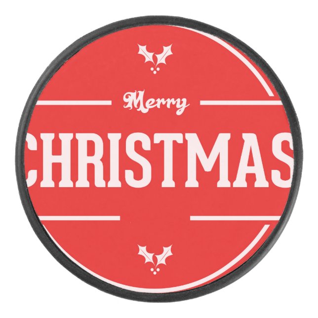 Disco De Hockey Merry Christmas Hockey Puck (Anverso)