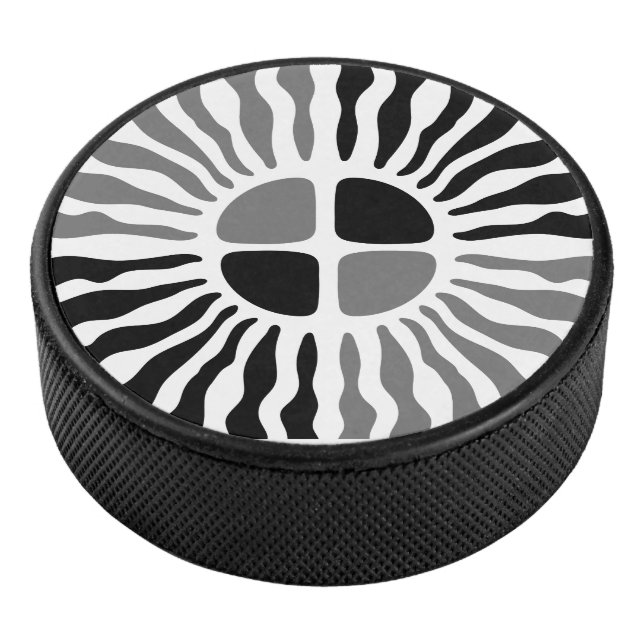 Disco De Hockey Mod Retro Negro y Blanco Explosión Geométrica (3/4)