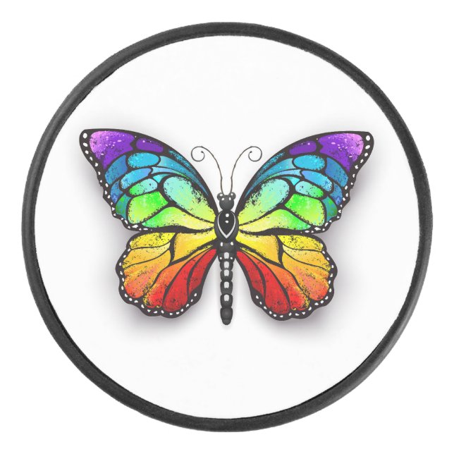 Disco De Hockey Monarca de mariposa arcoiris (Anverso)