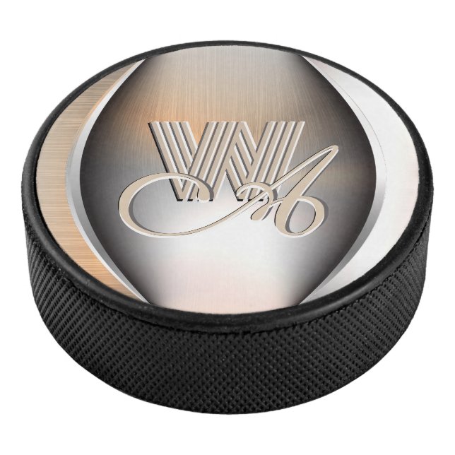 Disco De Hockey Monograma de acero cepillado brillante (3/4)