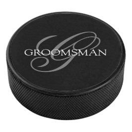 Disco De Hockey Monograma de Groomsman