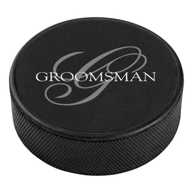 Disco De Hockey Monograma de Groomsman (3/4)