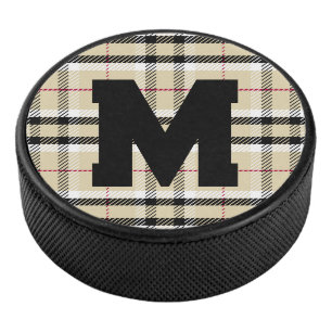 Disco De Hockey Monograma de moda beige preppy personalizado