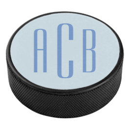 Disco De Hockey Monograma moderno de tres letras en azul