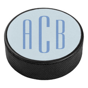 Disco De Hockey Monograma moderno de tres letras en azul