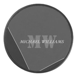 Disco De Hockey Monograma negro gris artístico moderno