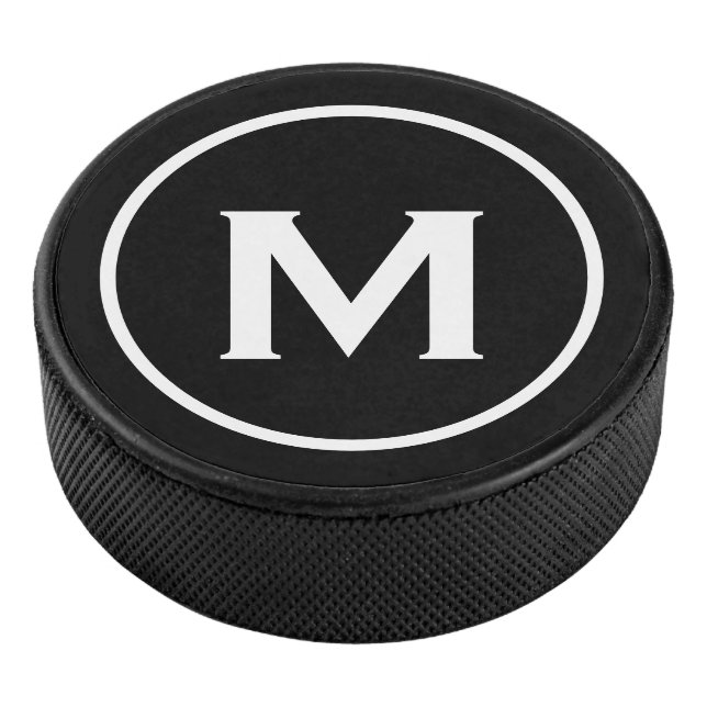 Disco De Hockey Monograma negro simple Emblema (3/4)