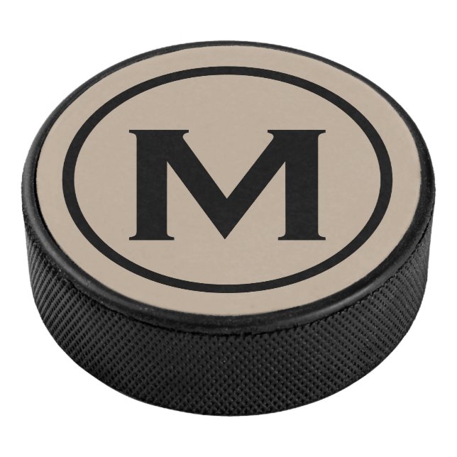Disco De Hockey Monograma negro simple inicial (3/4)