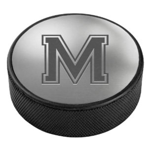 Disco De Hockey Monograma Personalizado en Metal Pulido Cool