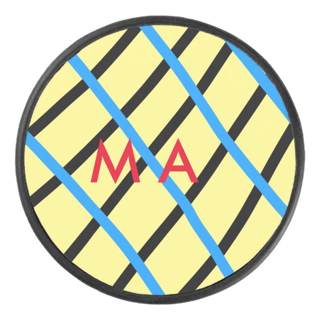 Disco De Hockey Monograma simple añada su letra de nombre man mini (Anverso)