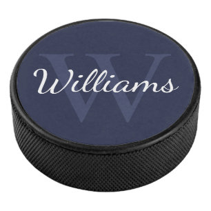 Disco De Hockey Monograma y nombre personalizados