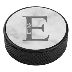 Disco De Hockey Monograma y nombre personalizados