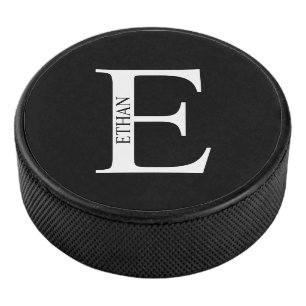 Disco De Hockey Monograma y nombre personalizados