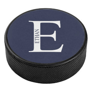 Disco De Hockey Monograma y nombre personalizados