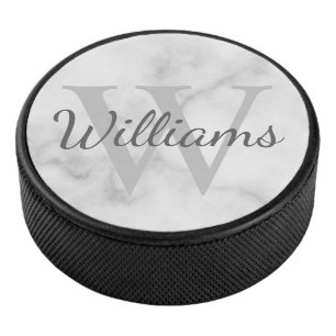Disco De Hockey Monograma y nombre personalizados