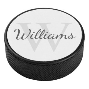 Disco De Hockey Monograma y nombre personalizados