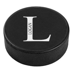 Disco De Hockey Monograma y nombre personalizados