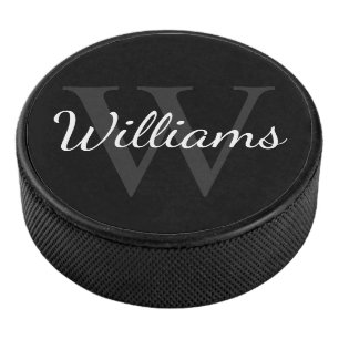 Disco De Hockey Monograma y nombre personalizados