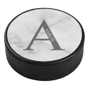 Disco De Hockey Monograma y nombre personalizados