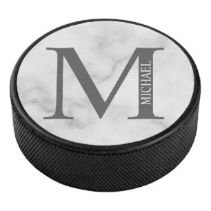 Disco De Hockey Monograma y nombre personalizados