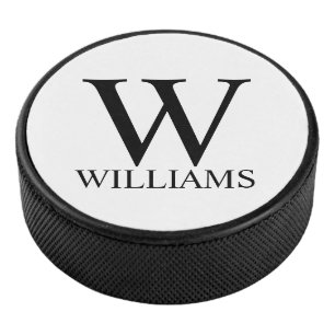 Disco De Hockey Monograma y nombre personalizados clásicos