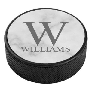 Disco De Hockey Monograma y nombre personalizados clásicos