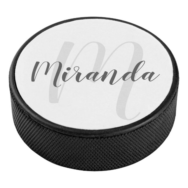 Disco De Hockey Monograma y nombre personalizados de escritura mod (3/4)