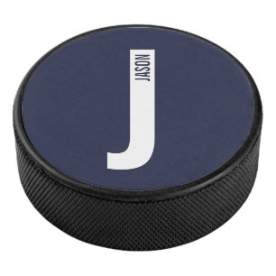 Disco De Hockey Monograma y nombre personalizados en negrita moder