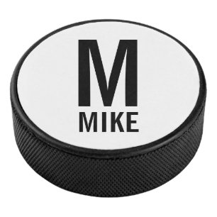 Disco De Hockey Monograma y nombre personalizados modernos