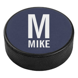 Disco De Hockey Monograma y nombre personalizados modernos