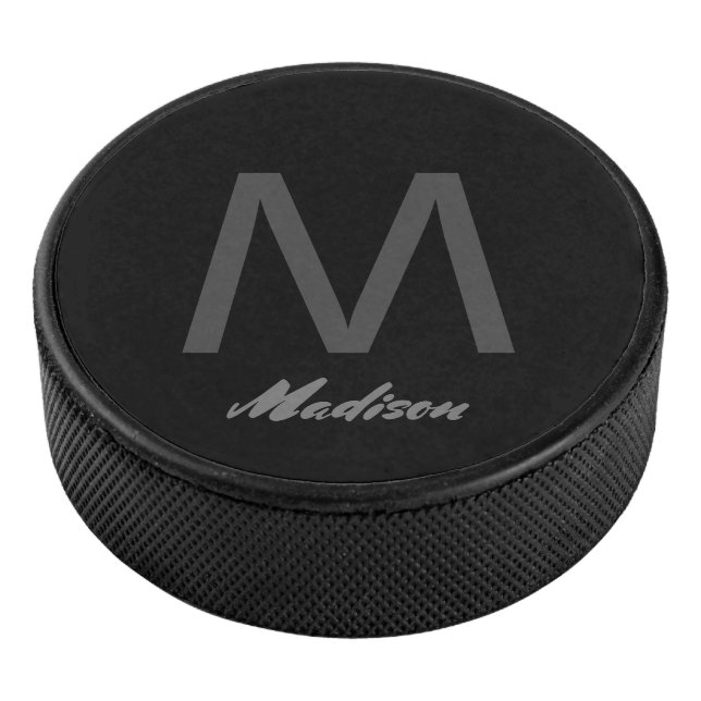 Disco De Hockey Monogramas Boda Regalo Favor Elegante Gris Negro (3/4)