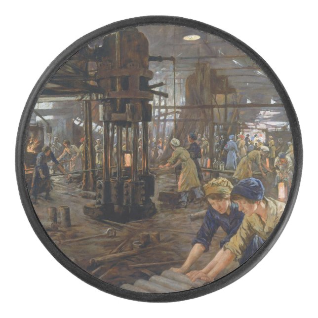 Disco De Hockey Mujeres trabajando en una fábrica de municiones en (Anverso)