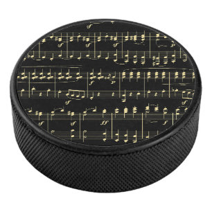 Disco De Hockey Música dorada en negro