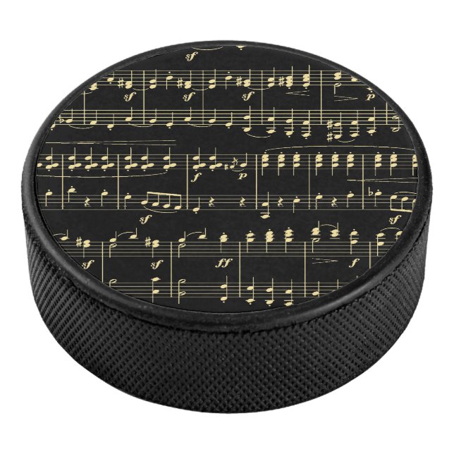 Disco De Hockey Música dorada en negro (3/4)