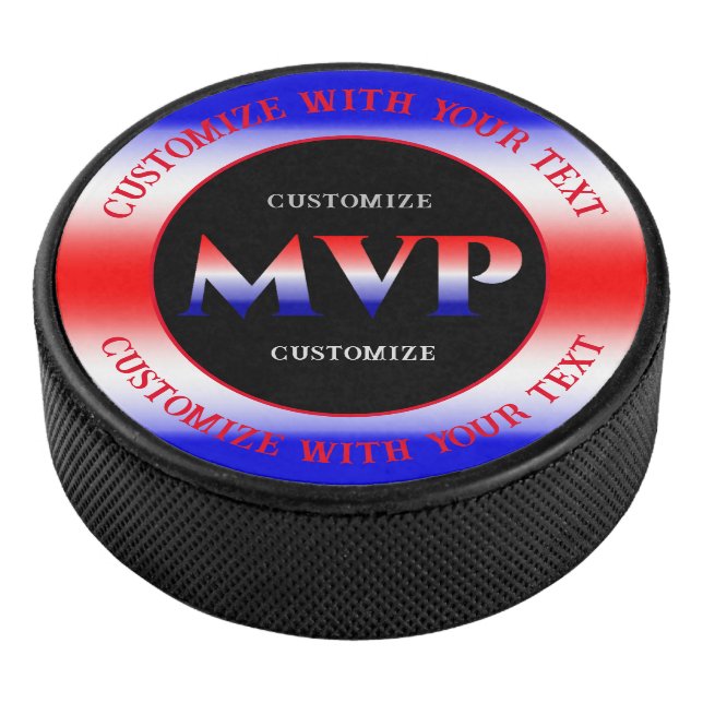 Disco De Hockey MVP De Blanco Rojo Y Azul (3/4)