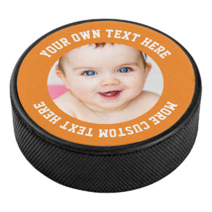Disco De Hockey Naranja personalizado de fotografía personalizado