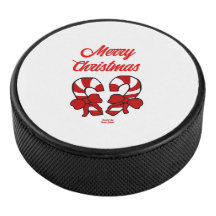Navidades Candy Canes Hockey Puck