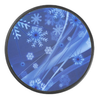 Disco De Hockey Navidades del Blue Winter Snowflakes