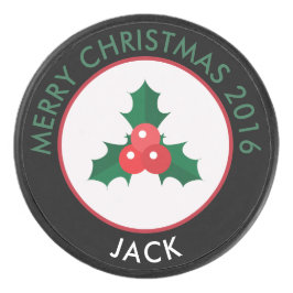Disco De Hockey Navidades Holly y Berries Hockey Puck