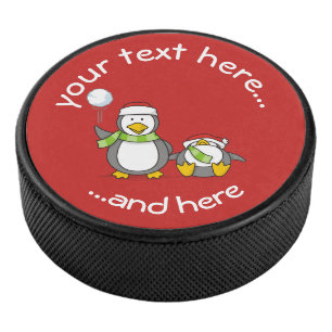 Disco De Hockey Navidades Pingüinos Snowballing