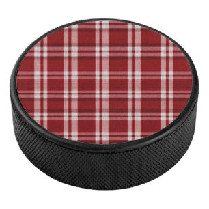 Disco De Hockey Navidades Red White Plaid