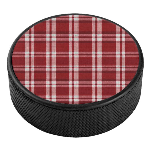 Disco De Hockey Navidades Red White Plaid (3/4)