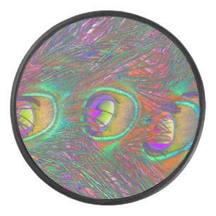 Disco De Hockey Navidades Tinsel Peacock Feathers