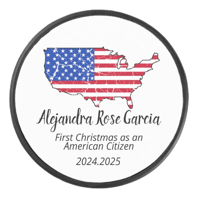 Disco De Hockey New U.S. Citizen – American Map Citizenship Day (Anverso)
