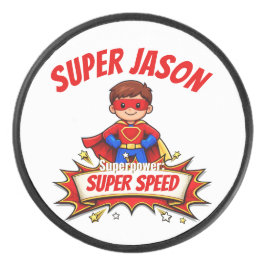 Disco De Hockey Nombre de superhéroe personalizado para niños