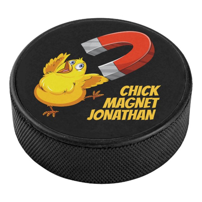 Disco De Hockey Nombre personalizado Chick Magnet (3/4)