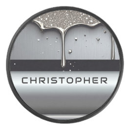 Disco De Hockey Nombre personalizado con metal líquido que gotea