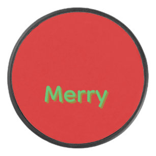 Disco De Hockey Nombre verde alegre sobre rojo